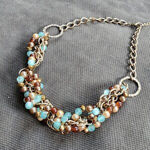 Claire's Colorful Beaded Gold Toned Adjustable Necklace